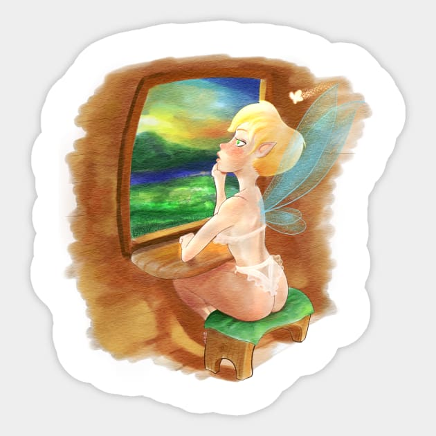 Fairy in lingerie, Sticker by Zimart